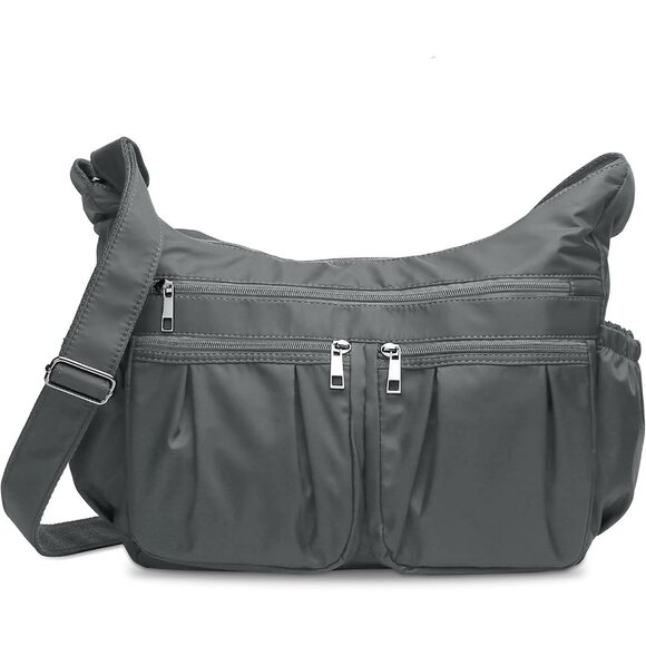 Women Grey-l Nylon Water Resistant Anti Theft Travel Crossbody Shoulder Bag - Picture 7 of 7